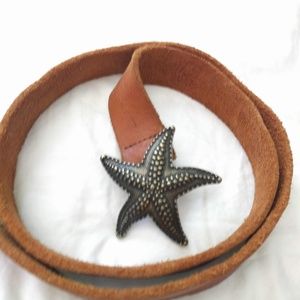 Anthropologie Leather Belt with Brass Starfish